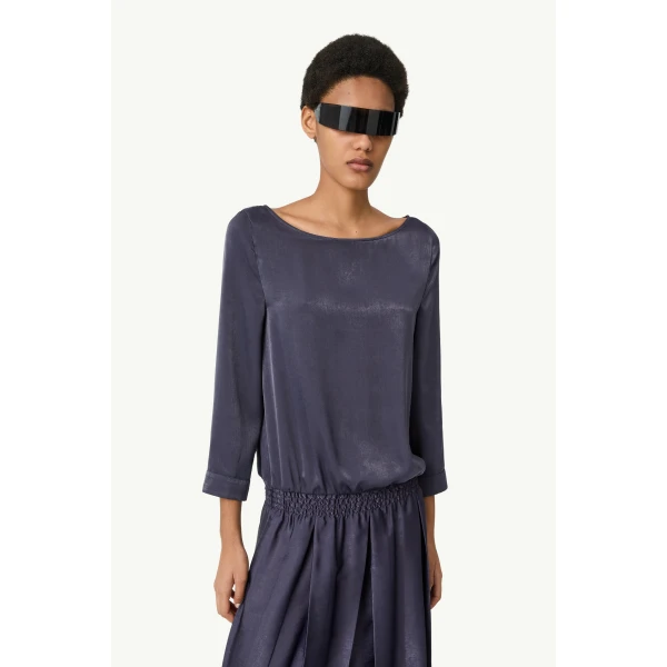 MM6 Maison Margiela Lining-Look Dress in Blue, view 5 | Maxi Dresses | Coveti