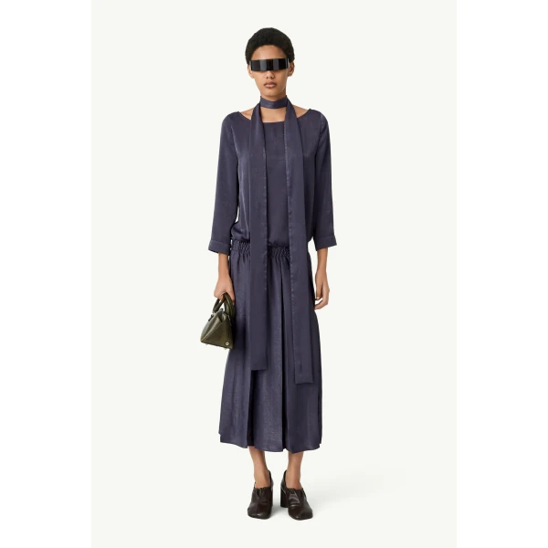 MM6 Maison Margiela Lining-Look Dress in Blue, view 6 | Maxi Dresses | Coveti