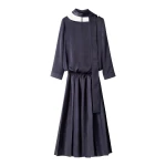 MM6 Maison Margiela Lining-Look Dress in Blue | Maxi Dresses | Coveti