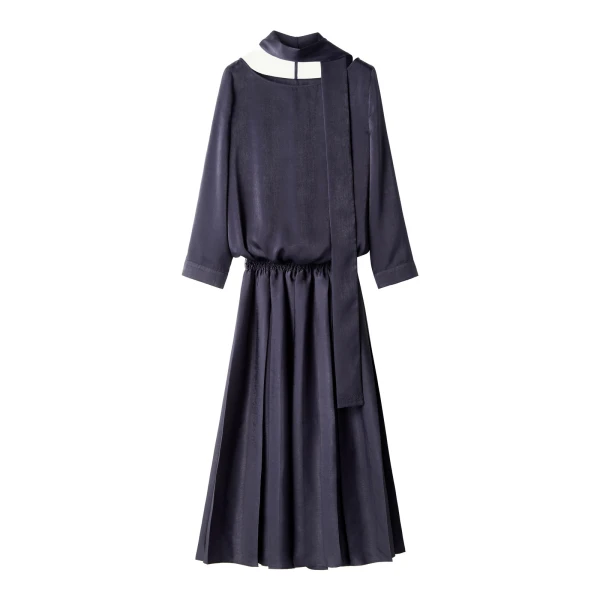 Lining-Look Dress in Blue
