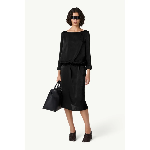 MM6 Maison Margiela Lining-Look Top in Black, view 2 | Long Sleeve | Coveti