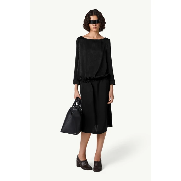 MM6 Maison Margiela Lining-Look Top in Black, view 6 | Long Sleeve | Coveti