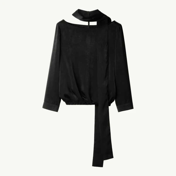Lining-Look Top in Black