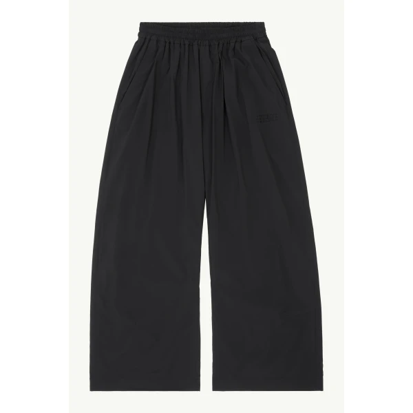 MM6 Maison Margiela Logo-Embroidered Nylon Drawstring Trousers in Black, view 6 | Sweatpants | Coveti