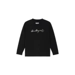 MM6 Maison Margiela Long-Sleeve Overdyed Handwritten-Print T-Shirt in Black | T-shirts | Coveti
