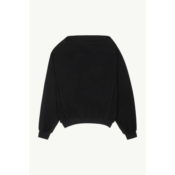 Long-Sleeved Asymmetric Top in Black