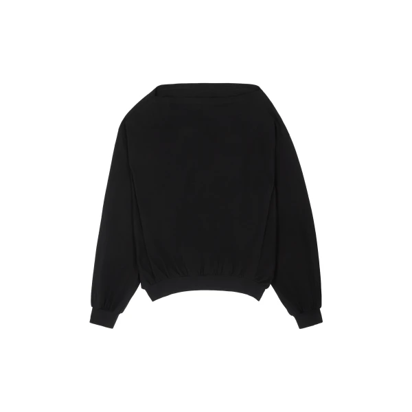 Long-Sleeved Asymmetric Top in Black
