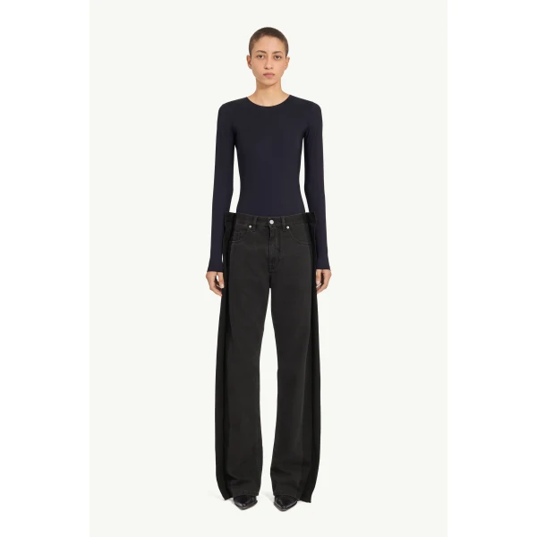 MM6 Maison Margiela Lycra Jersey Bodysuit in Black, view 2 | Bodysuit | Coveti