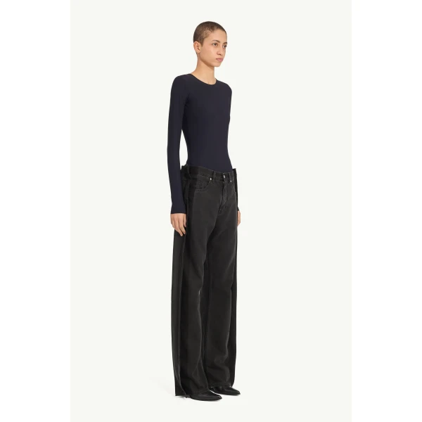 MM6 Maison Margiela Lycra Jersey Bodysuit in Black, view 3 | Bodysuit | Coveti