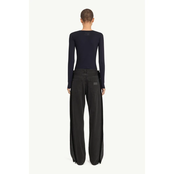 MM6 Maison Margiela Lycra Jersey Bodysuit in Black, view 4 | Bodysuit | Coveti