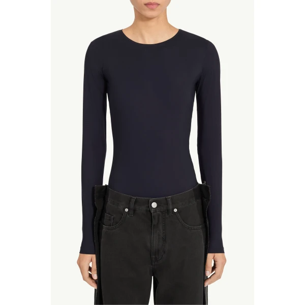 MM6 Maison Margiela Lycra Jersey Bodysuit in Black, view 5 | Bodysuit | Coveti