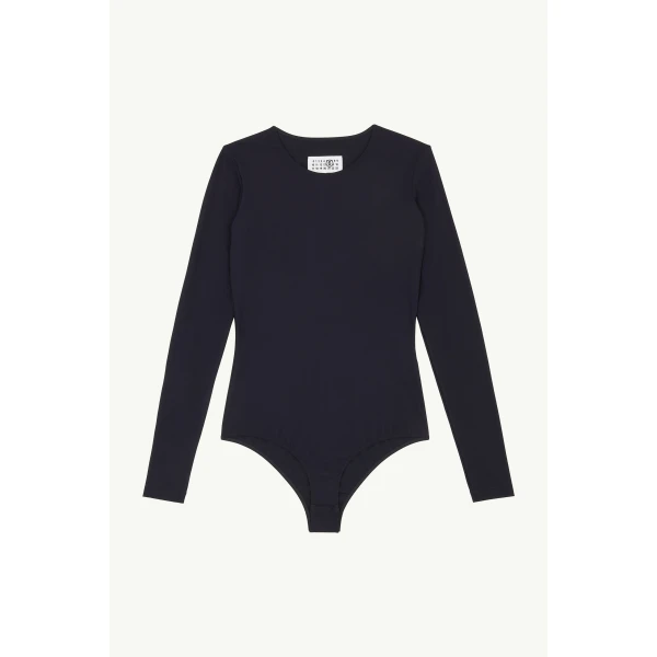 MM6 Maison Margiela Lycra Jersey Bodysuit in Black, view 6 | Bodysuit | Coveti