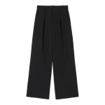 MM6 Maison Margiela Mannequin Label Wool Blend Pleated Trousers in Anthracite | Tailored pants | Coveti