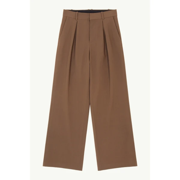 Mannequin Label Wool Blend Pleated Trousers in Brown
