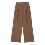 MM6 Maison Margiela Mannequin Label Wool Blend Pleated Trousers in Brown | Tailored pants | Coveti