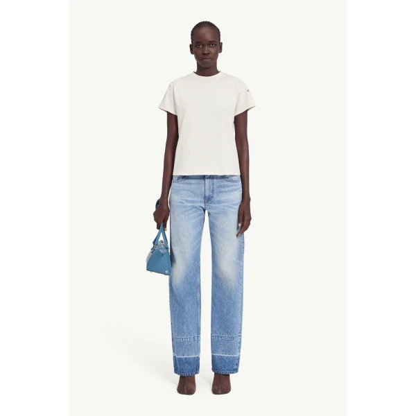 MM6 Maison Margiela Mannequin-Print Cotton Jersey T-Shirt in Ecru, view 2 | T-shirts | Coveti