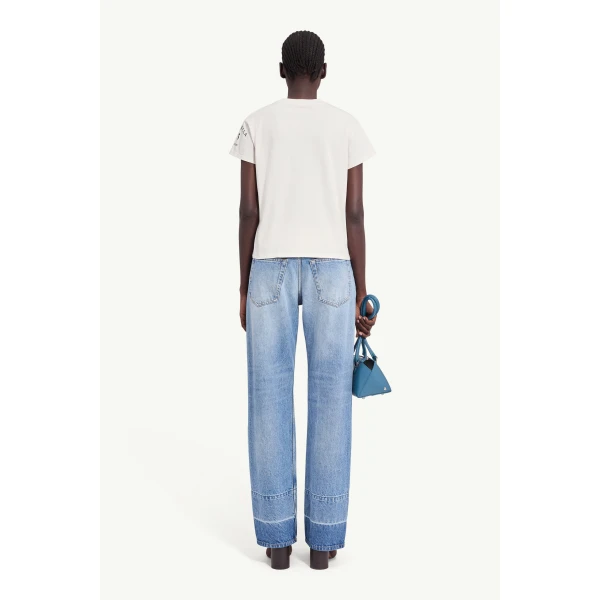 MM6 Maison Margiela Mannequin-Print Cotton Jersey T-Shirt in Ecru, view 4 | T-shirts | Coveti