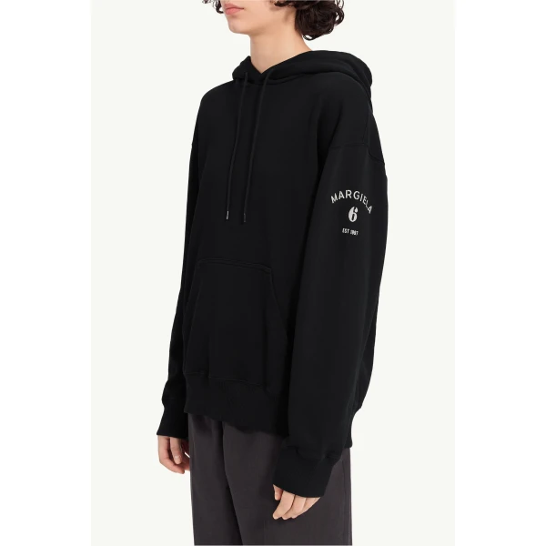MM6 Maison Margiela Mannequin-Print Sweatshirt in Black, view 5 | Hoodies | Coveti