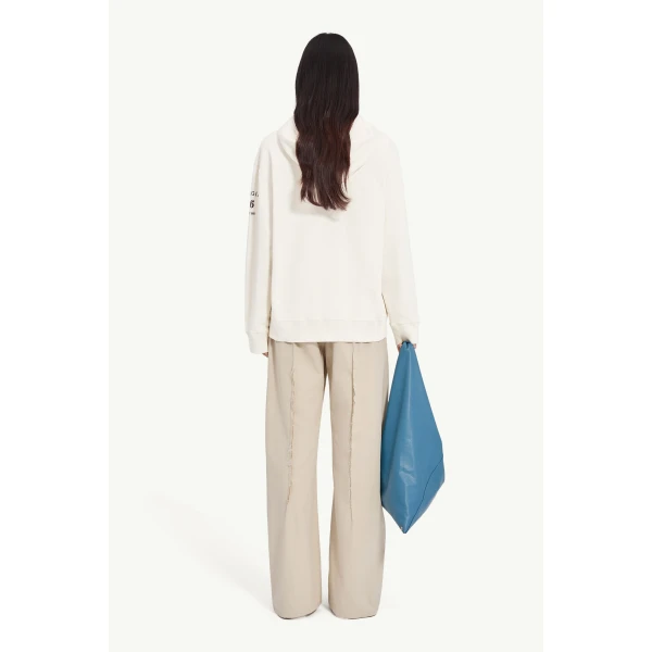 MM6 Maison Margiela Mannequin-Print Sweatshirt in Ecru, view 4 | Hoodies | Coveti