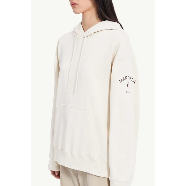 MM6 Maison Margiela Mannequin-Print Sweatshirt in Ecru, view 5 | Hoodies | Coveti