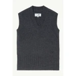 MM6 Maison Margiela Merino Wool Knitted Gilet in Dark Grey | Sweaters | Coveti