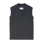 MM6 Maison Margiela Merino Wool Knitted Gilet in Dark Grey | Sweaters | Coveti