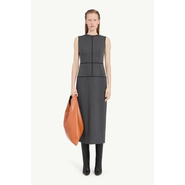 MM6 Maison Margiela Midi Dress in Dark Grey, view 2 | Maxi Dresses | Coveti