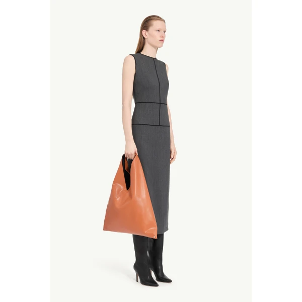 MM6 Maison Margiela Midi Dress in Dark Grey, view 3 | Maxi Dresses | Coveti