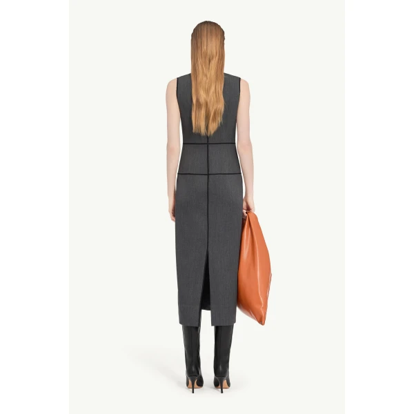 MM6 Maison Margiela Midi Dress in Dark Grey, view 4 | Maxi Dresses | Coveti
