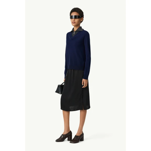 MM6 Maison Margiela Multi Neckline Knit Jumper in Navy, view 3 | Sweaters | Coveti