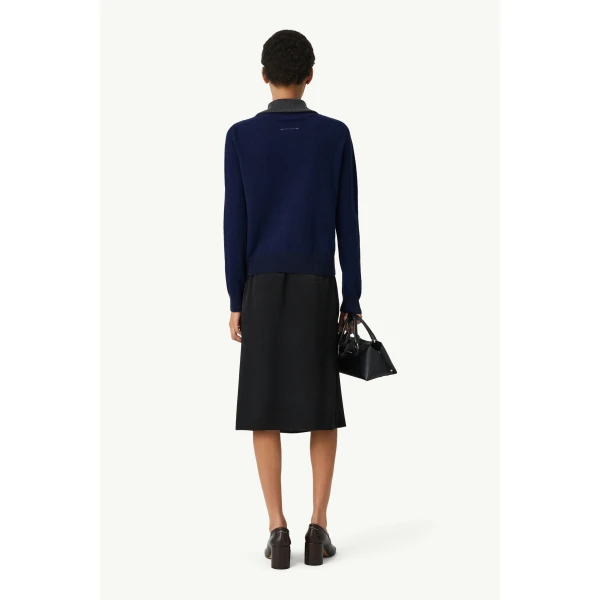 MM6 Maison Margiela Multi Neckline Knit Jumper in Navy, view 4 | Sweaters | Coveti