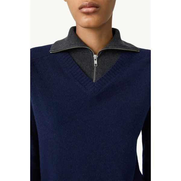 MM6 Maison Margiela Multi Neckline Knit Jumper in Navy, view 6 | Sweaters | Coveti