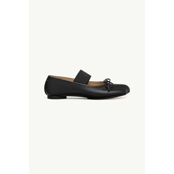 MM6 Maison Margiela Nappa Anatomic Numeric Ballerinas in Black, view 2 | Flats | Coveti