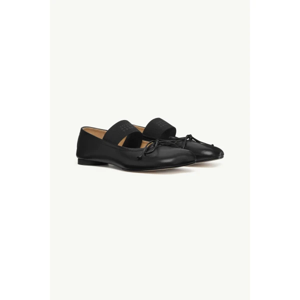 MM6 Maison Margiela Nappa Anatomic Numeric Ballerinas in Black, view 3 | Flats | Coveti