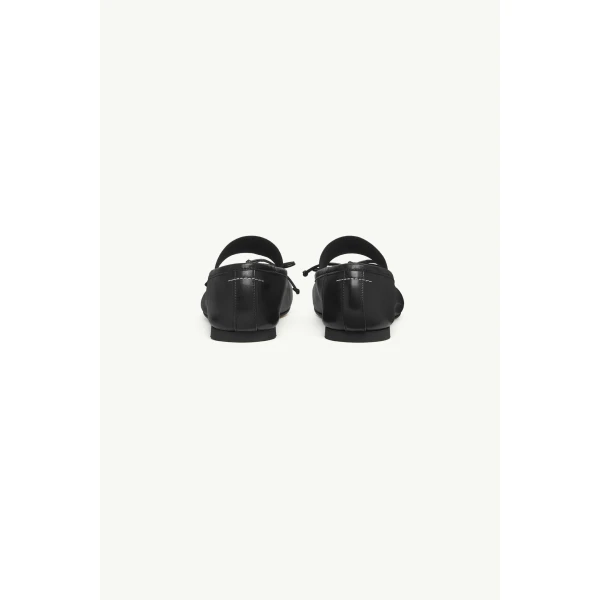 MM6 Maison Margiela Nappa Anatomic Numeric Ballerinas in Black, view 4 | Flats | Coveti