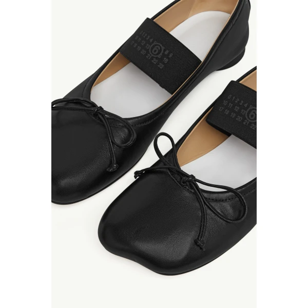 MM6 Maison Margiela Nappa Anatomic Numeric Ballerinas in Black, view 5 | Flats | Coveti