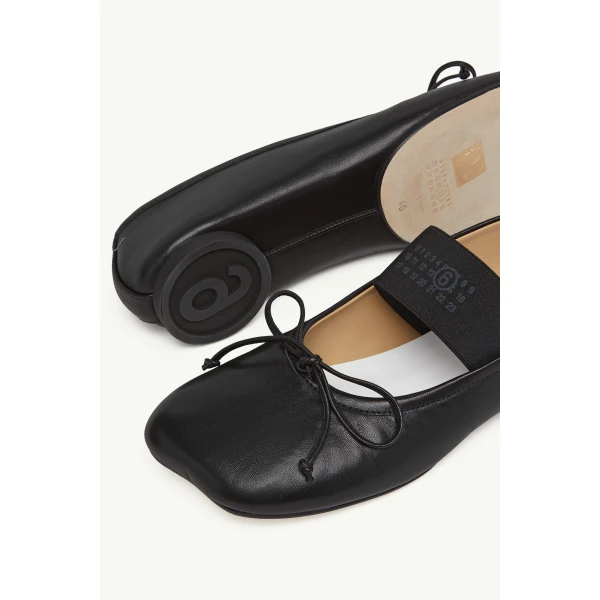 MM6 Maison Margiela Nappa Anatomic Numeric Ballerinas in Black, view 6 | Flats | Coveti