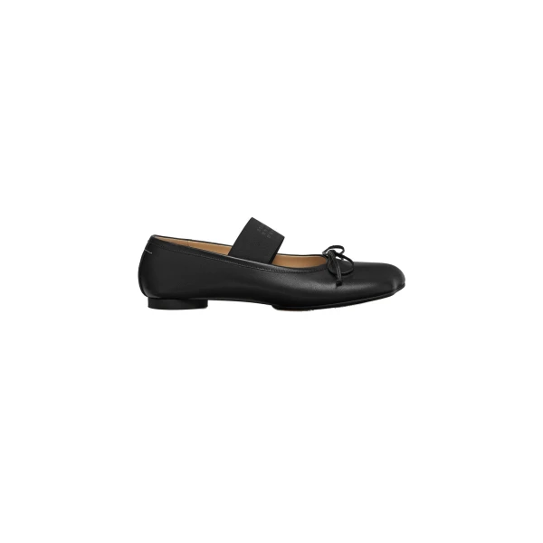 MM6 Maison Margiela Nappa Anatomic Numeric Ballerinas in Black | Flats | Coveti