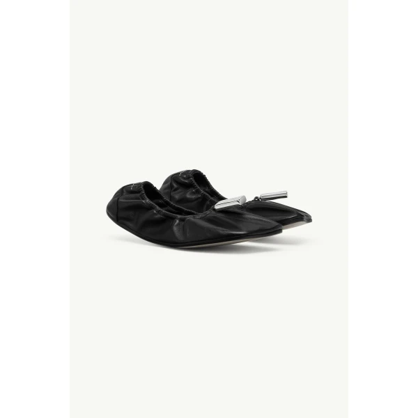 MM6 Maison Margiela Numeric Anatomic Ballerina in Black, view 3 | Flats | Coveti
