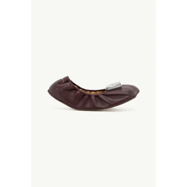 MM6 Maison Margiela Numeric Anatomic Ballerina in Bordeaux, view 2 | Flats | Coveti