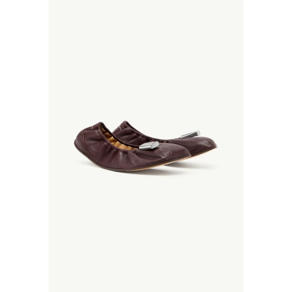 MM6 Maison Margiela Numeric Anatomic Ballerina in Bordeaux, view 3 | Flats | Coveti