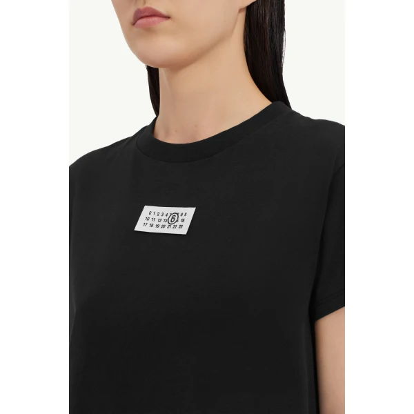 MM6 Maison Margiela Numeric Cotton Jersey T-Shirt in Black, view 5 | T-shirts | Coveti