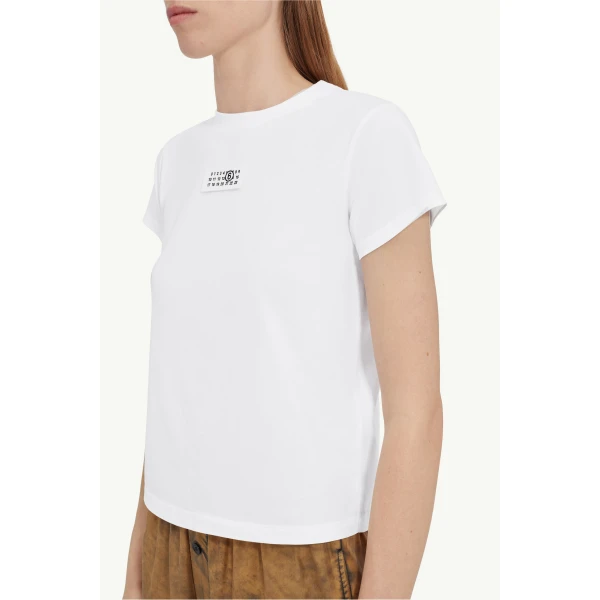 MM6 Maison Margiela Numeric Cotton Jersey T-Shirt in White, view 5 | T-shirts | Coveti