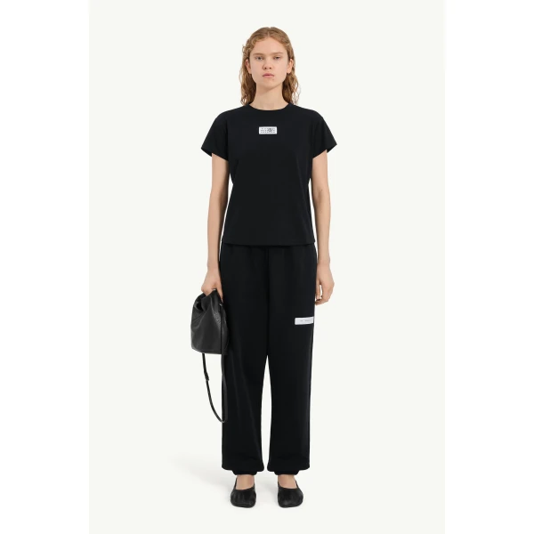 MM6 Maison Margiela Numeric Cotton T-Shirt in Black, view 2 | T-shirts | Coveti
