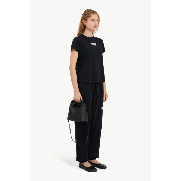 MM6 Maison Margiela Numeric Cotton T-Shirt in Black, view 3 | T-shirts | Coveti