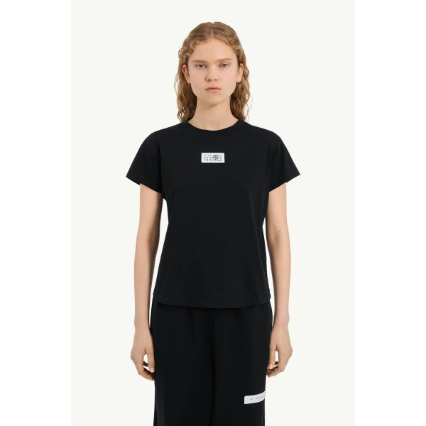MM6 Maison Margiela Numeric Cotton T-Shirt in Black, view 5 | T-shirts | Coveti
