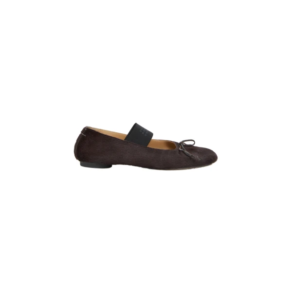 MM6 Maison Margiela Numeric Elastic Ballerinas in Ponyhair in Tapenade | Flats | Coveti