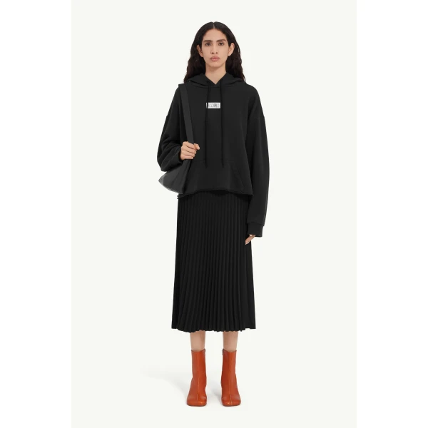 MM6 Maison Margiela Numeric Hooded Sweatshirt in Black, view 2 | Hoodies | Coveti