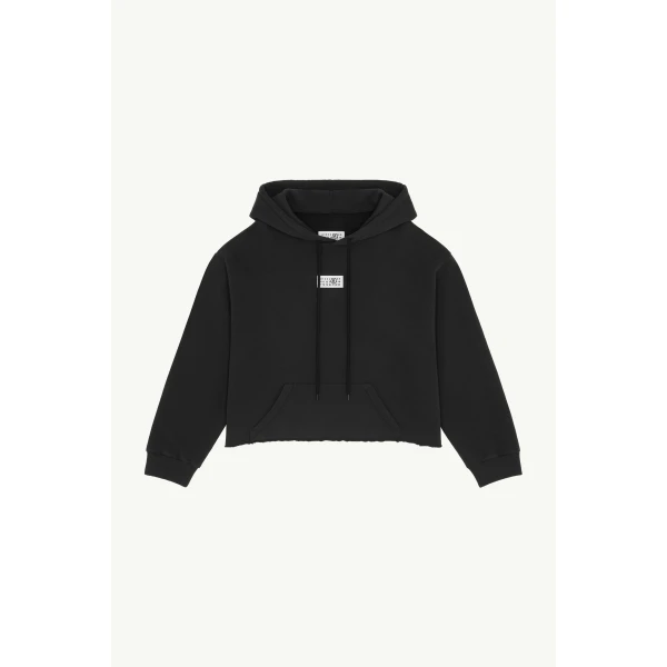MM6 Maison Margiela Numeric Hooded Sweatshirt in Black, view 6 | Hoodies | Coveti