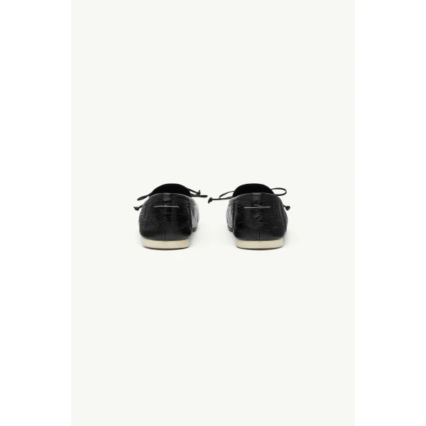 MM6 Maison Margiela Numeric Square-Toe Ballerinas in Black, view 4 | Flats | Coveti